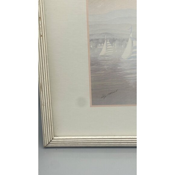 Signed Sailboat Artwork By Nigel Hemming In White Wood Frame glass water READ - Picture 11 of 12